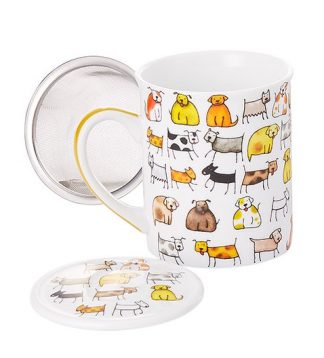 Bodo kutyás fémszűrős porcelán bögre díszdobozban