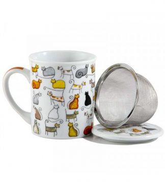 Dodo cicás fémszűrős porcelán bögre díszdobozban