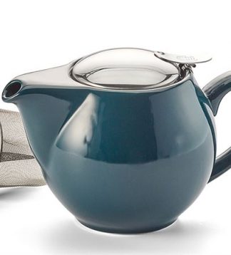 Saara dark green shiny teáskanna fém szűrővel 0,5l