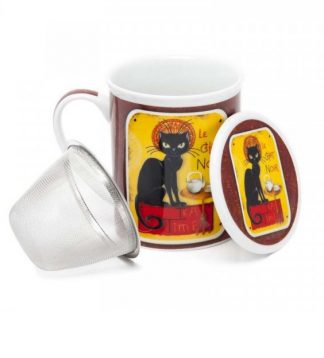 Le Chat Noir fémszűrős porcelán bögre díszdobozban