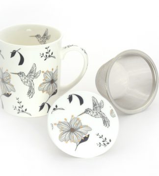 Senta fémszűrős porcelán bögre díszdobozban