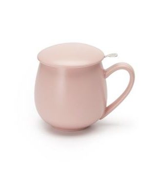 Saara rose matt fémszűrős porcelán bögre