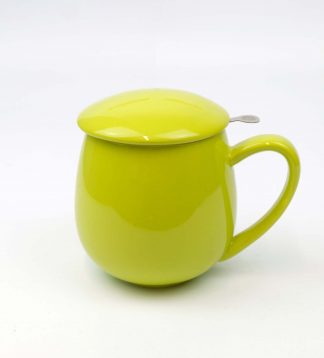 Saara lime shiny fémszűrős porcelán bögre